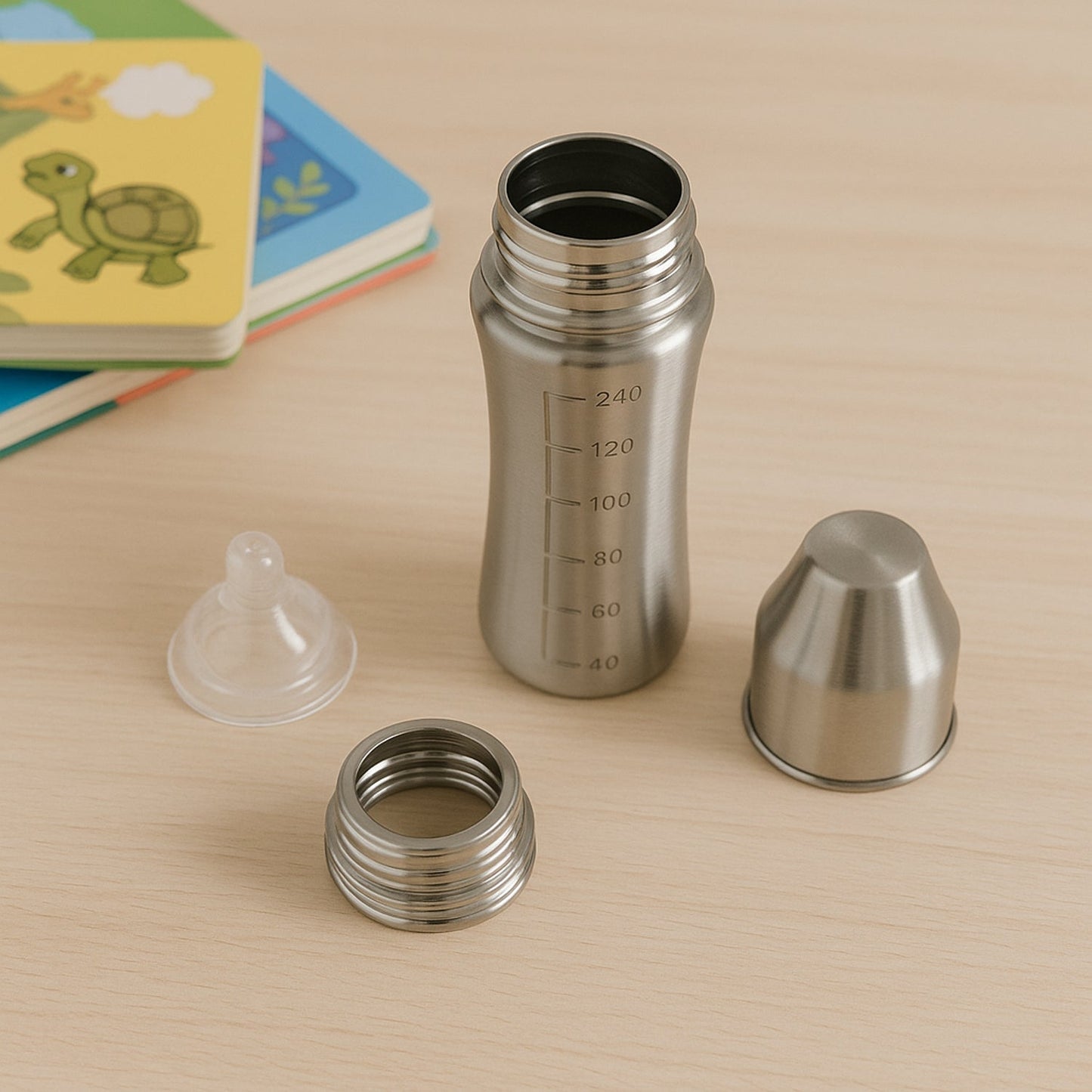 Ganesh Stainless Steel Baby Feeding Bottle, 250ml, BPA Free