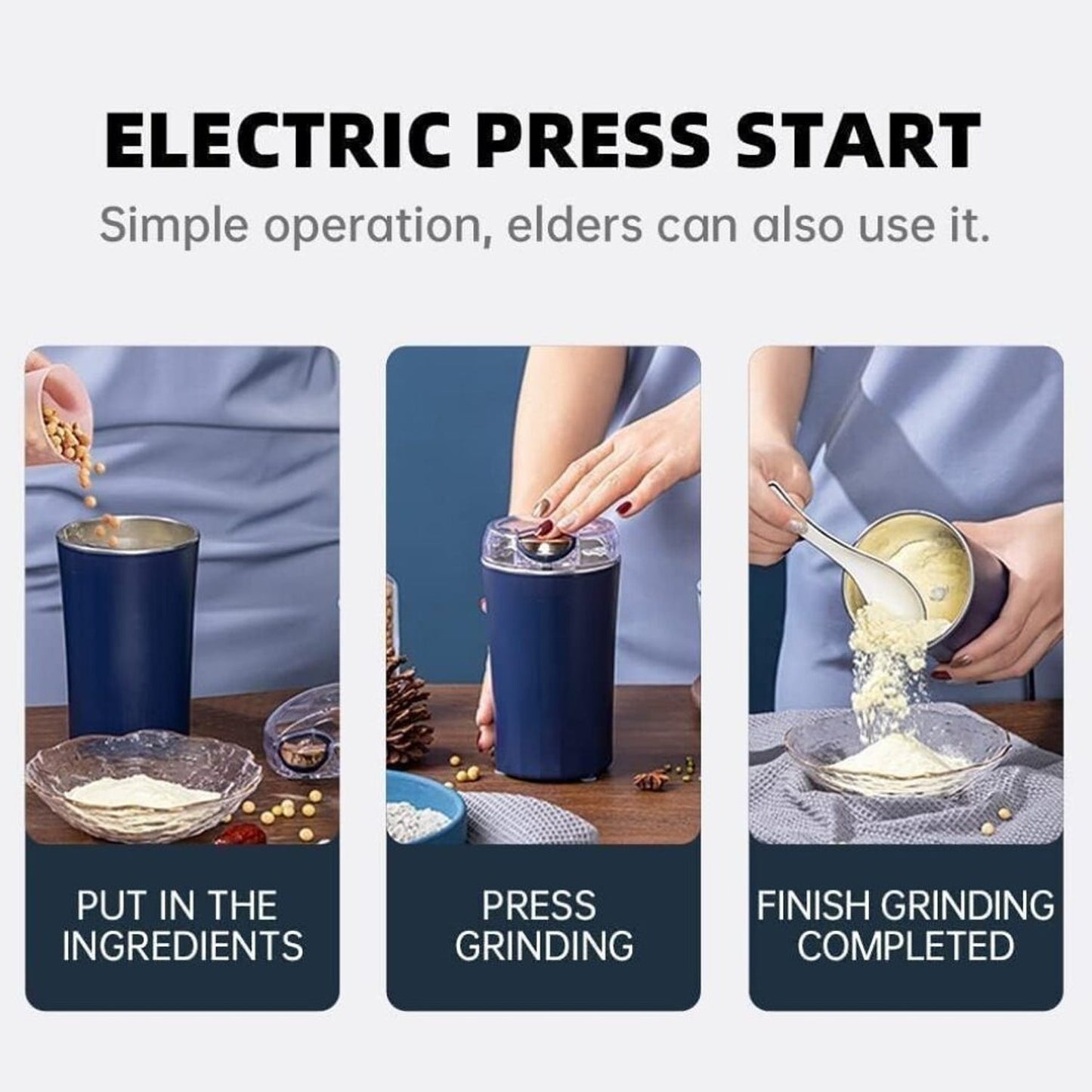 Stainless Steel Coffee Grinder Machine – 300W Multi-Blade Electric Grinder