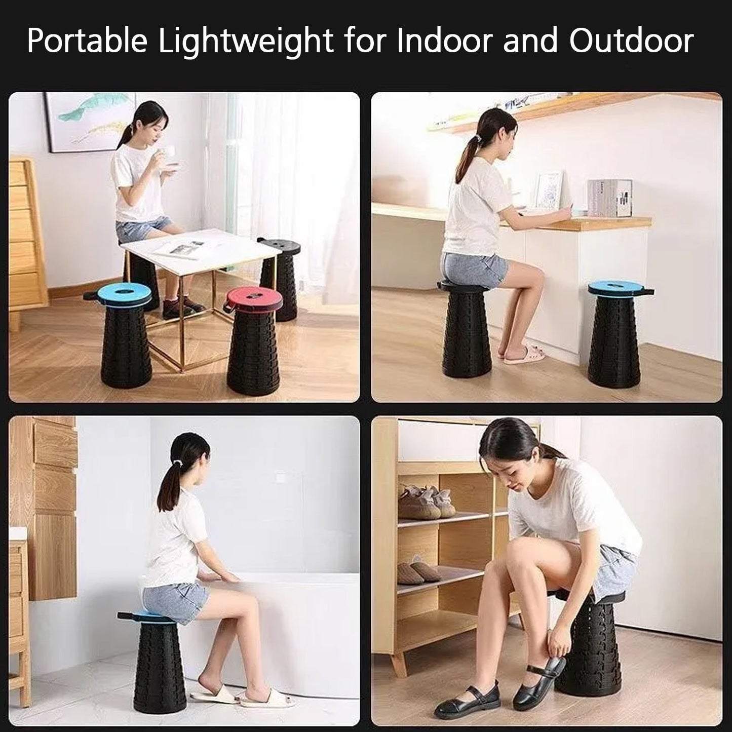 Retractable Telescopic Stool – Adjustable Height, Portable for Adults & Kids