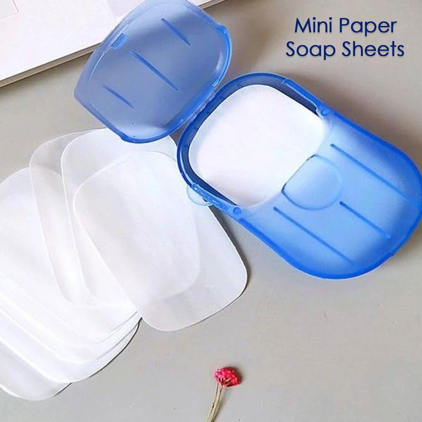Travel Paper Soap Sheets with Mini Box – 20 Sheets, Random Color