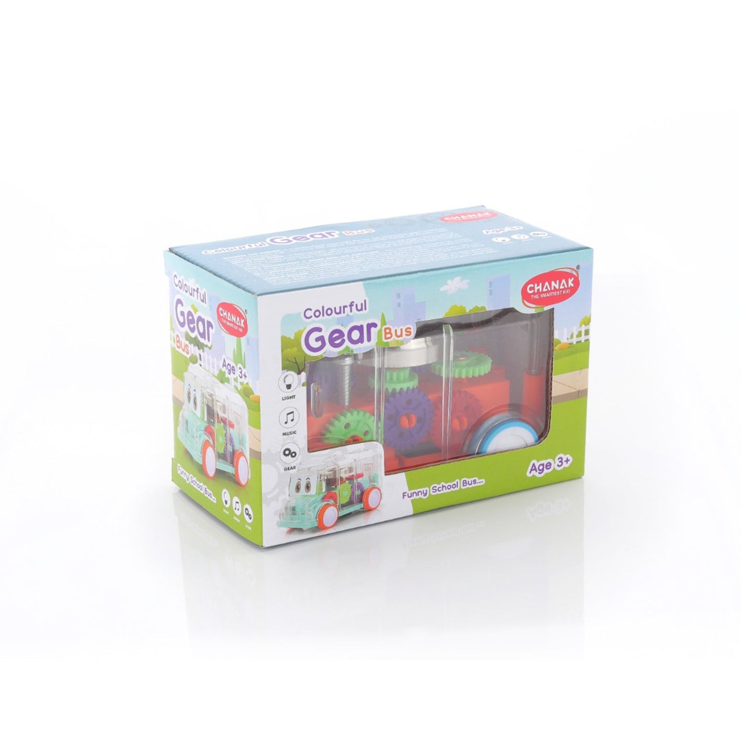 Transparent Musical Mini School Bus Toy with Lights & Gears