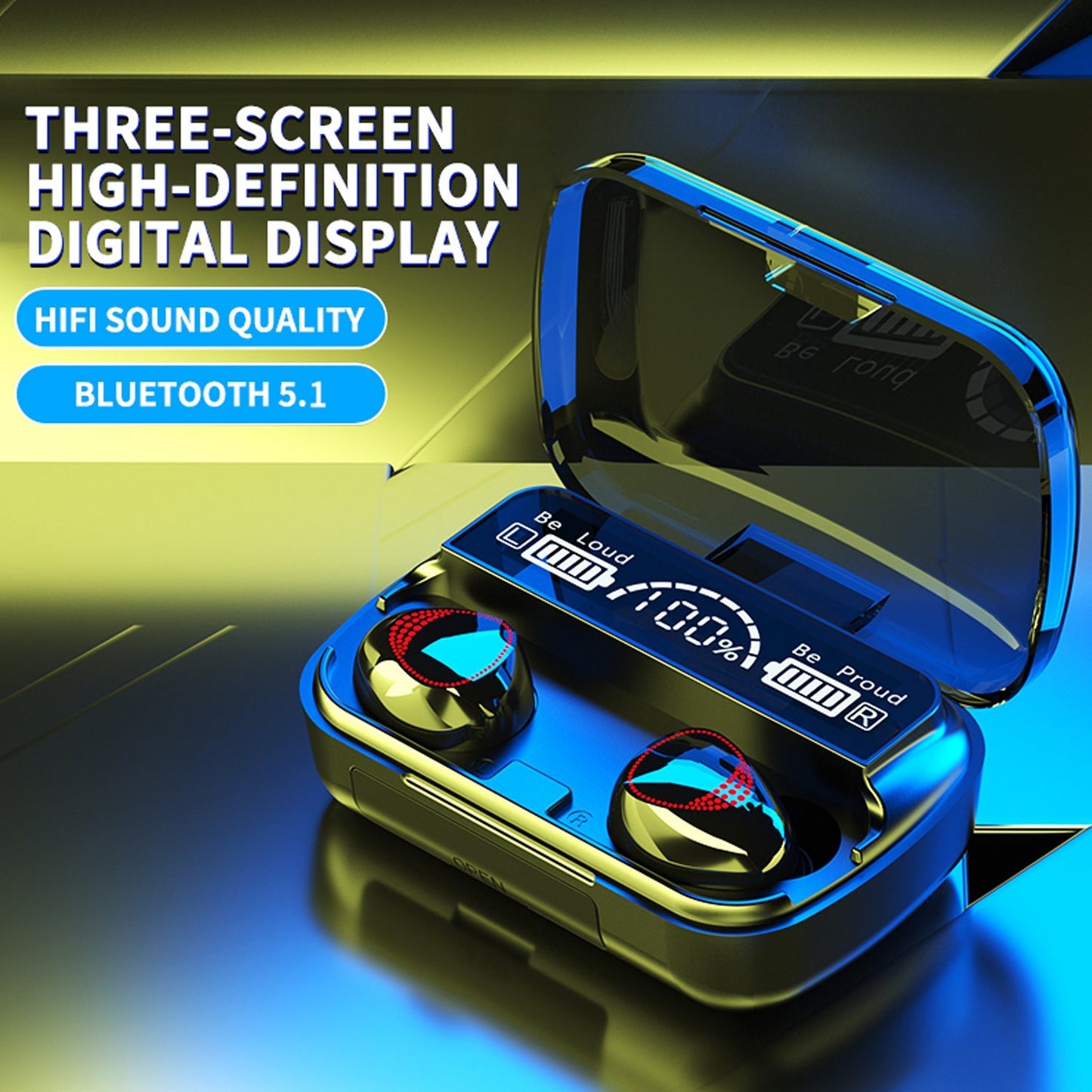 Wireless Bluetooth 5.1 Mini Earbuds with LED Display & Mic