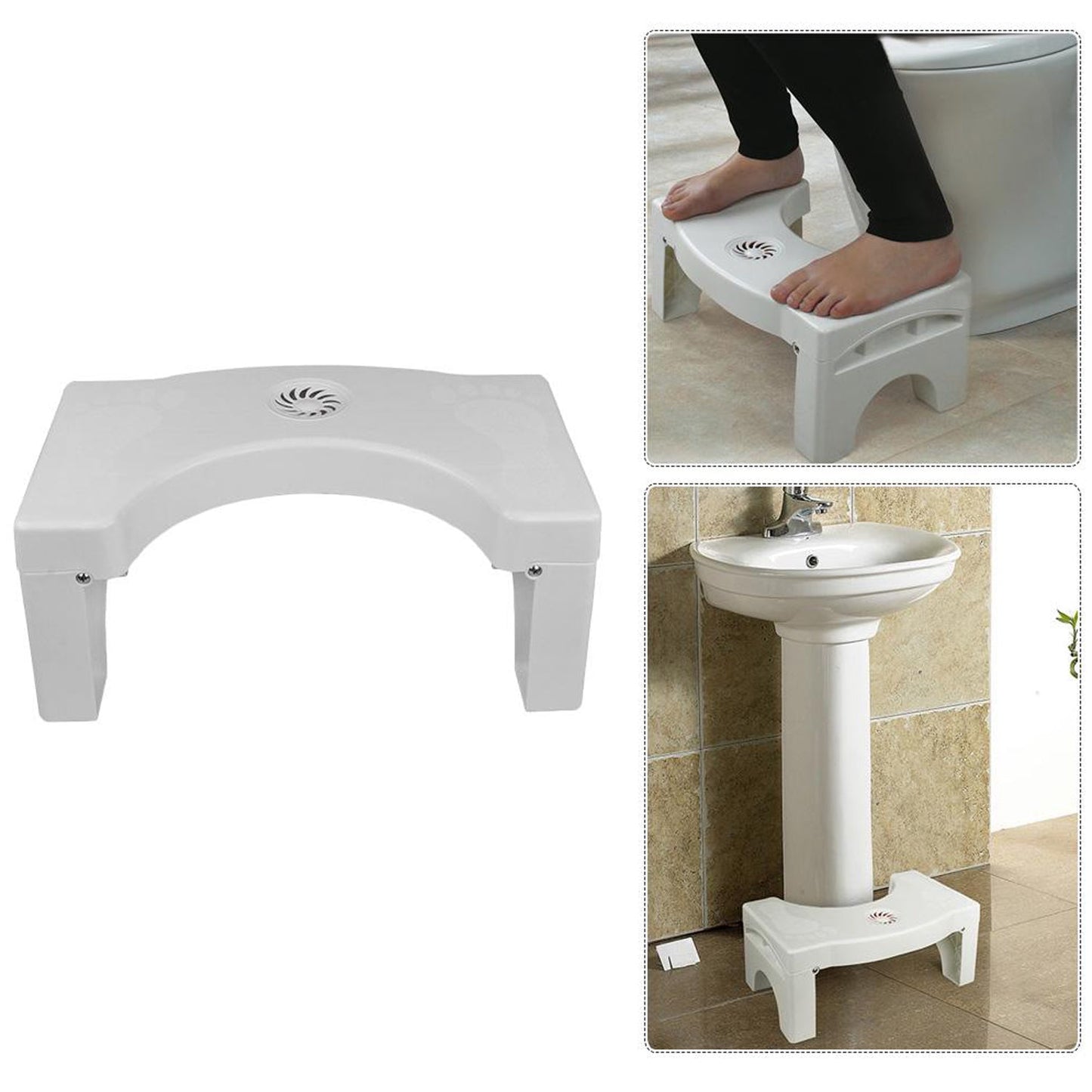 Plastic Non-Slip Folding Toilet Squat Stool – White (Compact Design)