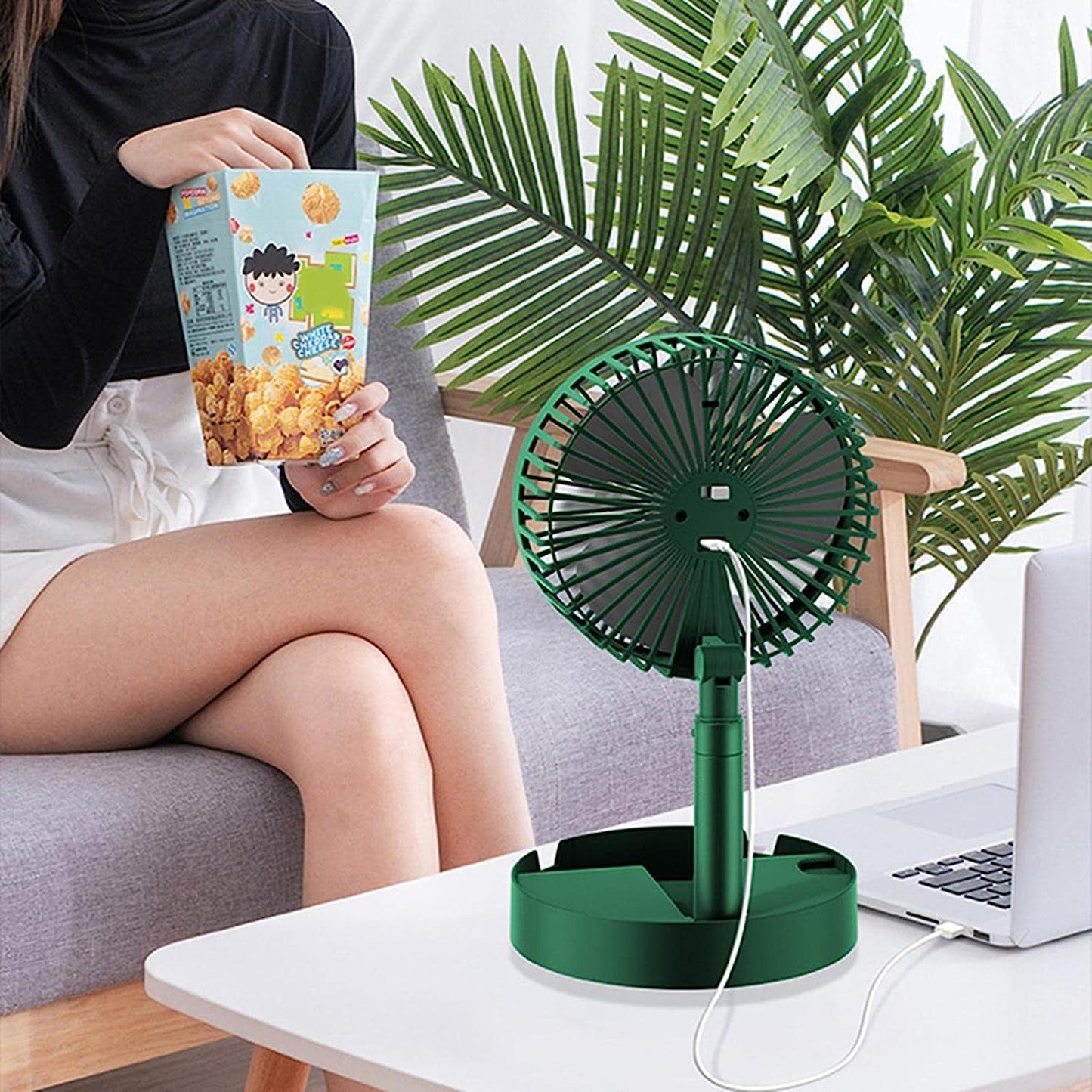 Adjustable Portable Desktop USB Fan – Telescopic & Silent Cooling Fan
