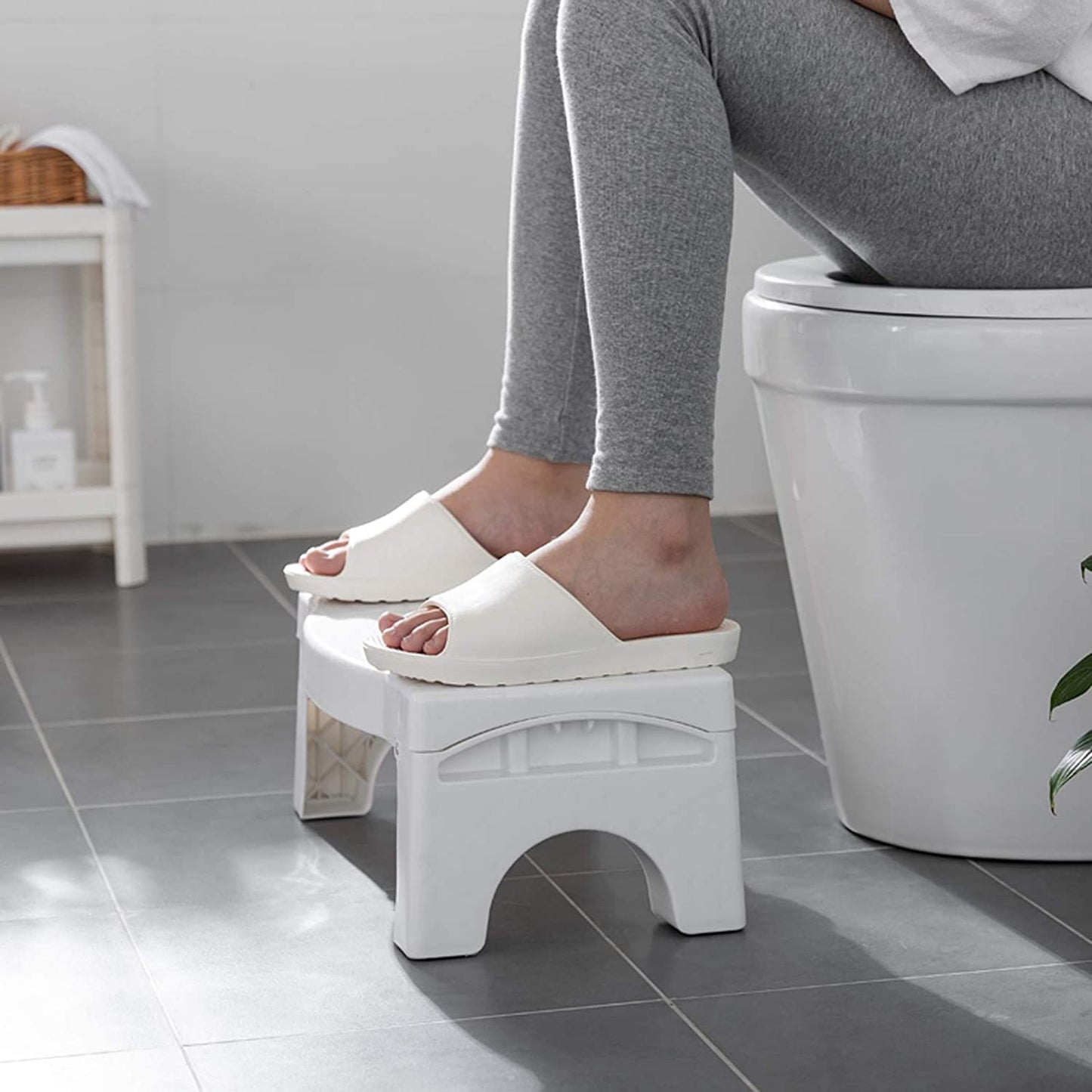 Plastic Non-Slip Folding Toilet Squat Stool – White (Compact Design)