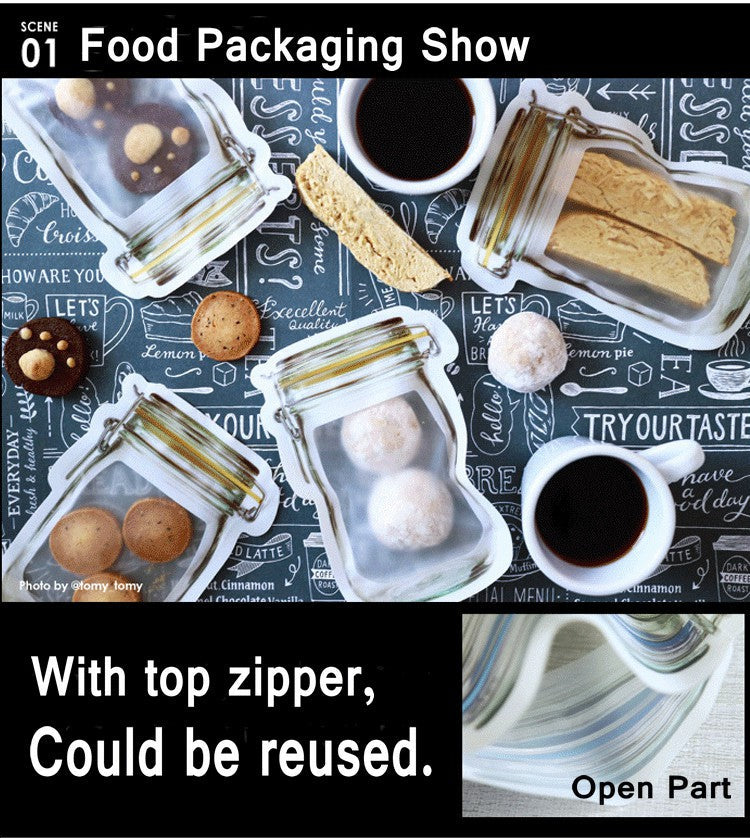 Reusable Airtight Mason Jar Zipper Storage Bag – 150ml Food Pouch (1 Pc)