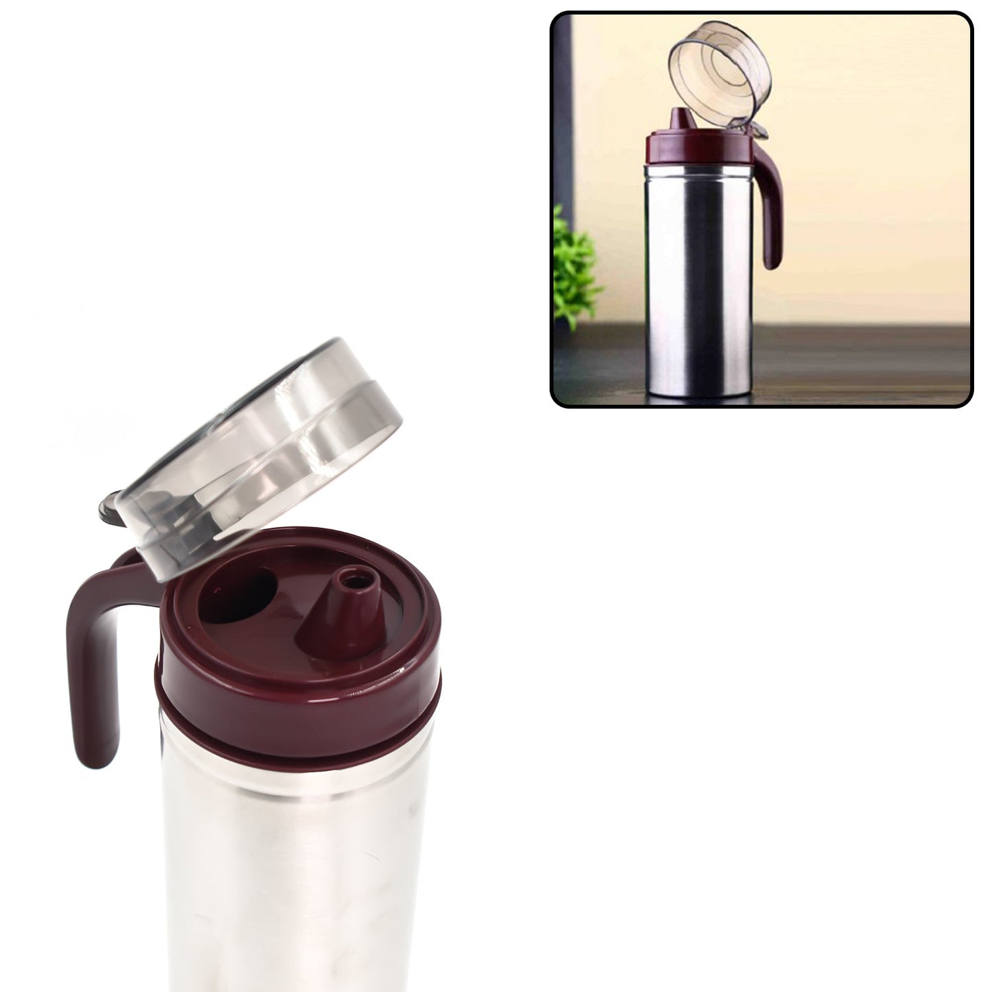 Stainless Steel Oil Dispenser with Small Nozzle – 750ml Leak-Proof Jar
