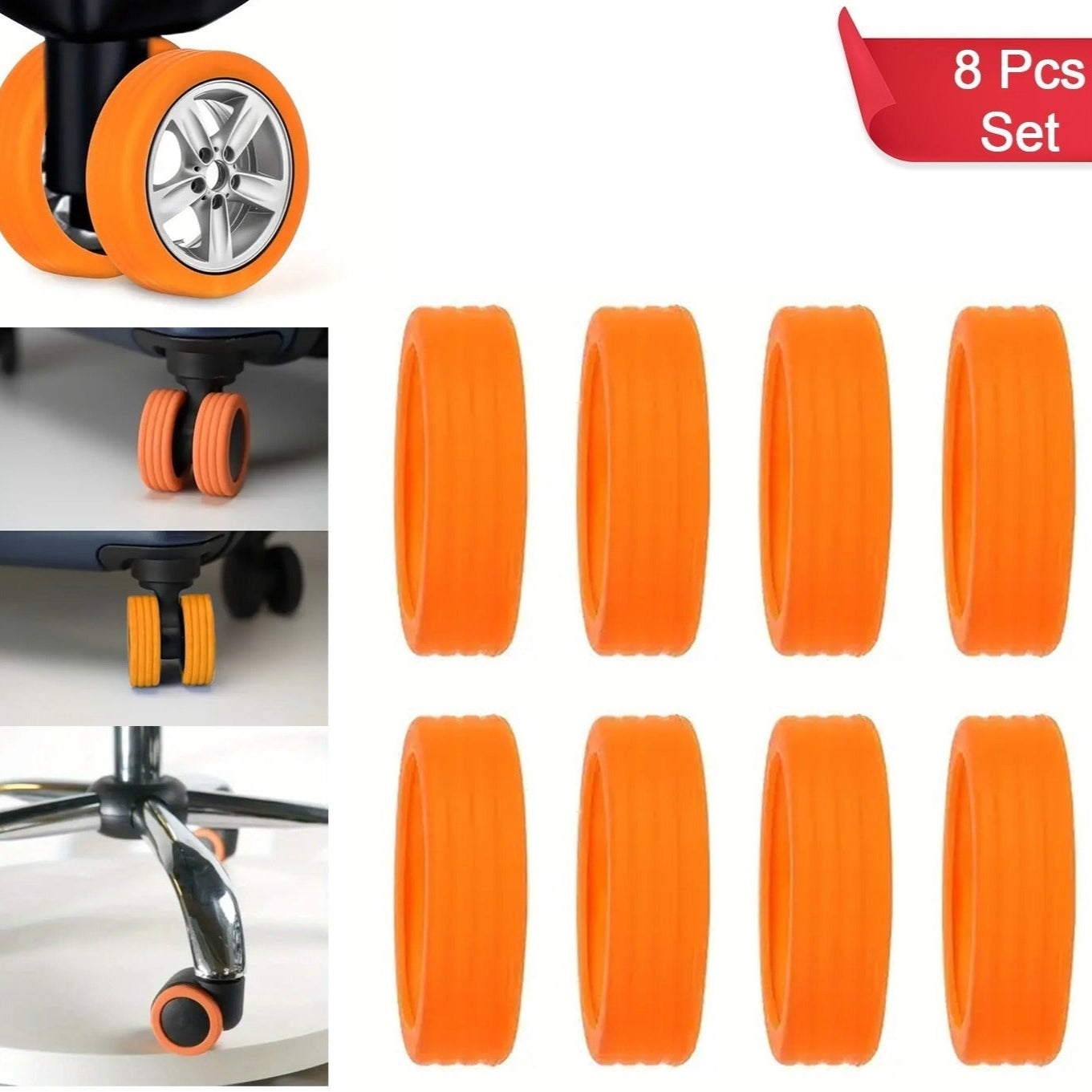 Silicone Luggage Wheel Covers – Noise Reduction & Protection for Suitcase Wheels (8 Pcs Set)