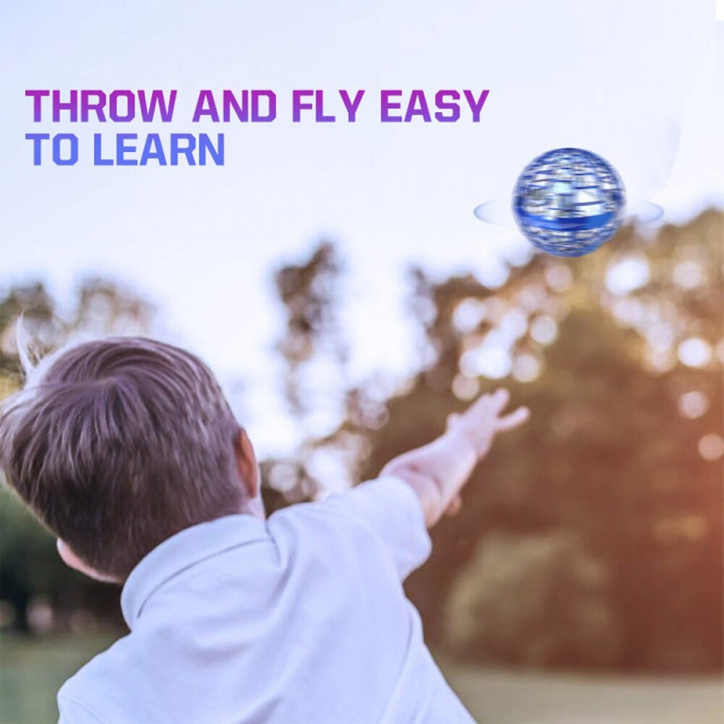 Flying Ball Toy with RGB Lights – USB Rechargeable 360° Spinner Drone Orb for Kids & Adults