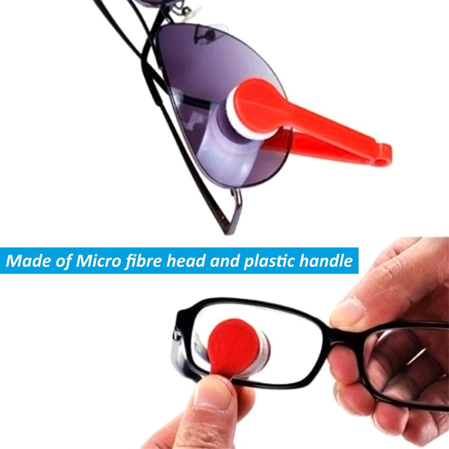 Mini Eyeglass Cleaner with Microfiber Brush for Smudge-Free Lenses - 1 pc
