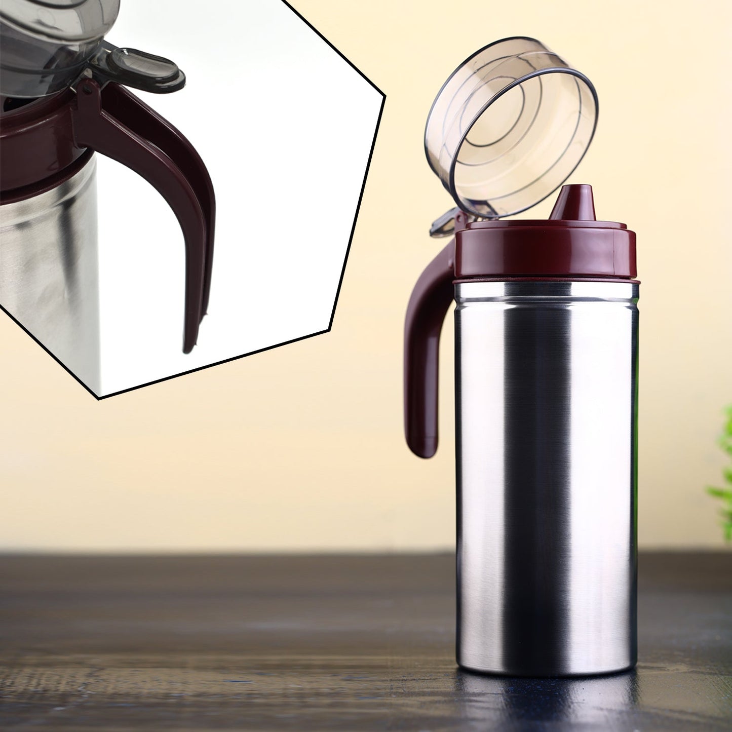 Stainless Steel Oil Dispenser with Small Nozzle – 750ml Leak-Proof Jar