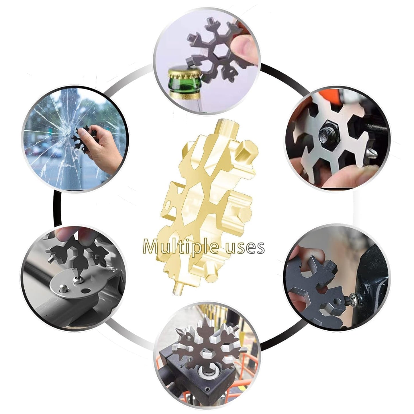 18-in-1 Snowflake Multi-Tool – Bottle Opener, Screwdriver & Wrench