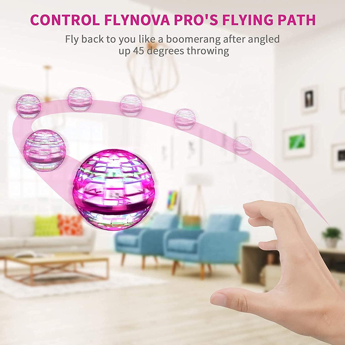 Flying Ball Toy with RGB Lights – USB Rechargeable 360° Spinner Drone Orb for Kids & Adults