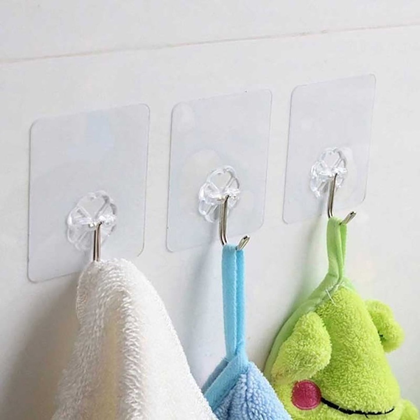 Multipurpose Strong Small Stainless Steel Adhesive Wall Hooks - Pack of 5