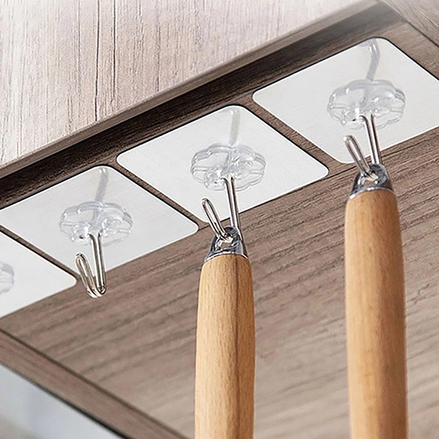 Multipurpose Strong Small Stainless Steel Adhesive Wall Hooks - Pack of 10