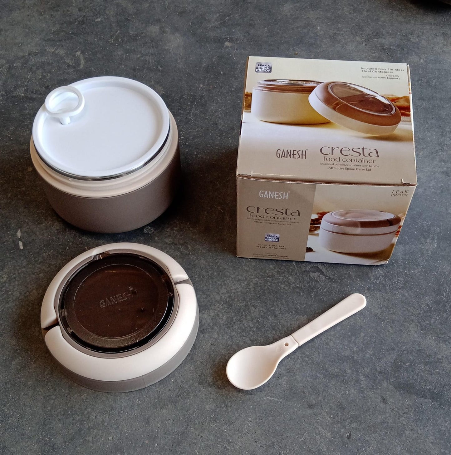 Ganesh Cresta Insulated Leak-Proof Lunch Box with Spoon (1Pc)
