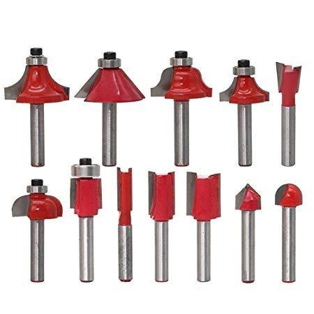 12 Pcs Milling Cutter Router Bit Set – 1/4" Shank, Tungsten Carbide Tipped with Wooden Storage Box
