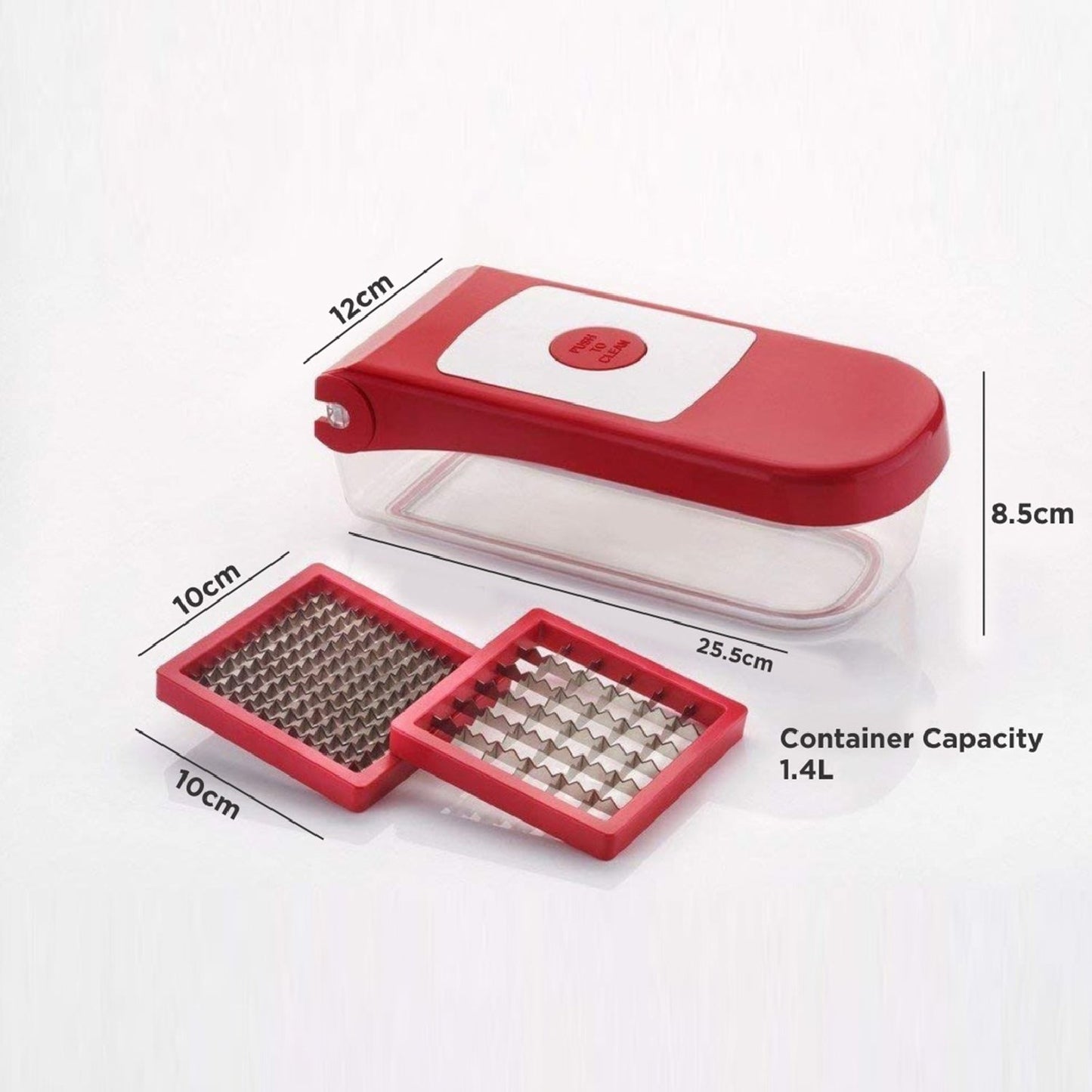 Ganesh Plastic Vegetable & Fruit Chopper Cutter, Red – Multi-Blade Set
