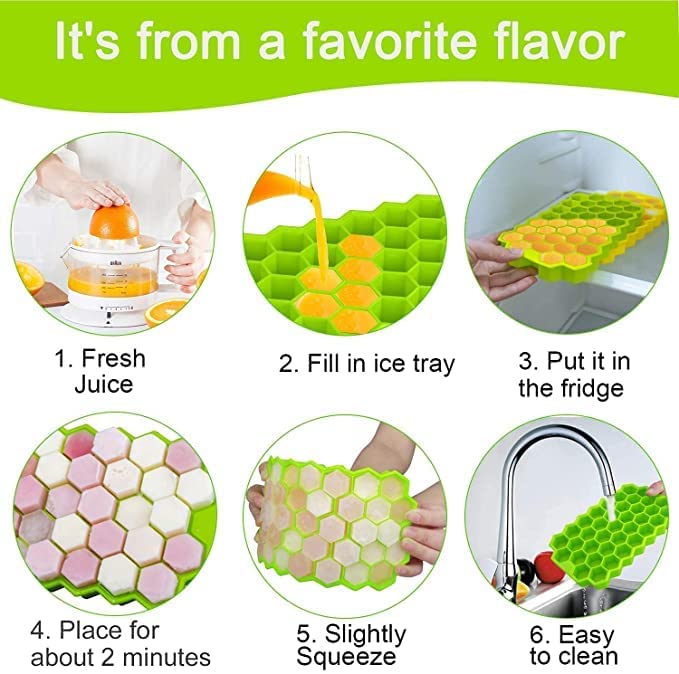Flexible Silicone Honeycomb Ice Cube Tray – 37 Cavities
