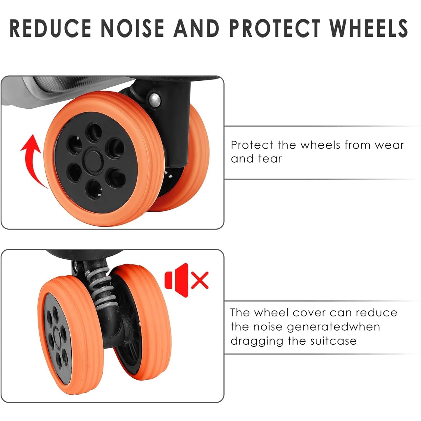 Silicone Luggage Wheel Covers – Noise Reduction & Protection for Suitcase Wheels (8 Pcs Set)