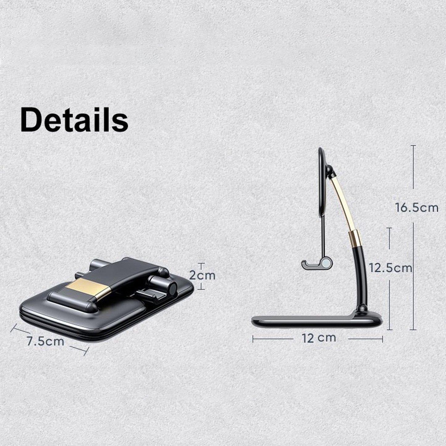 Phone Holder for Table, Foldable Universal Non-Slip Mobile Desk Stand for all Smartphones