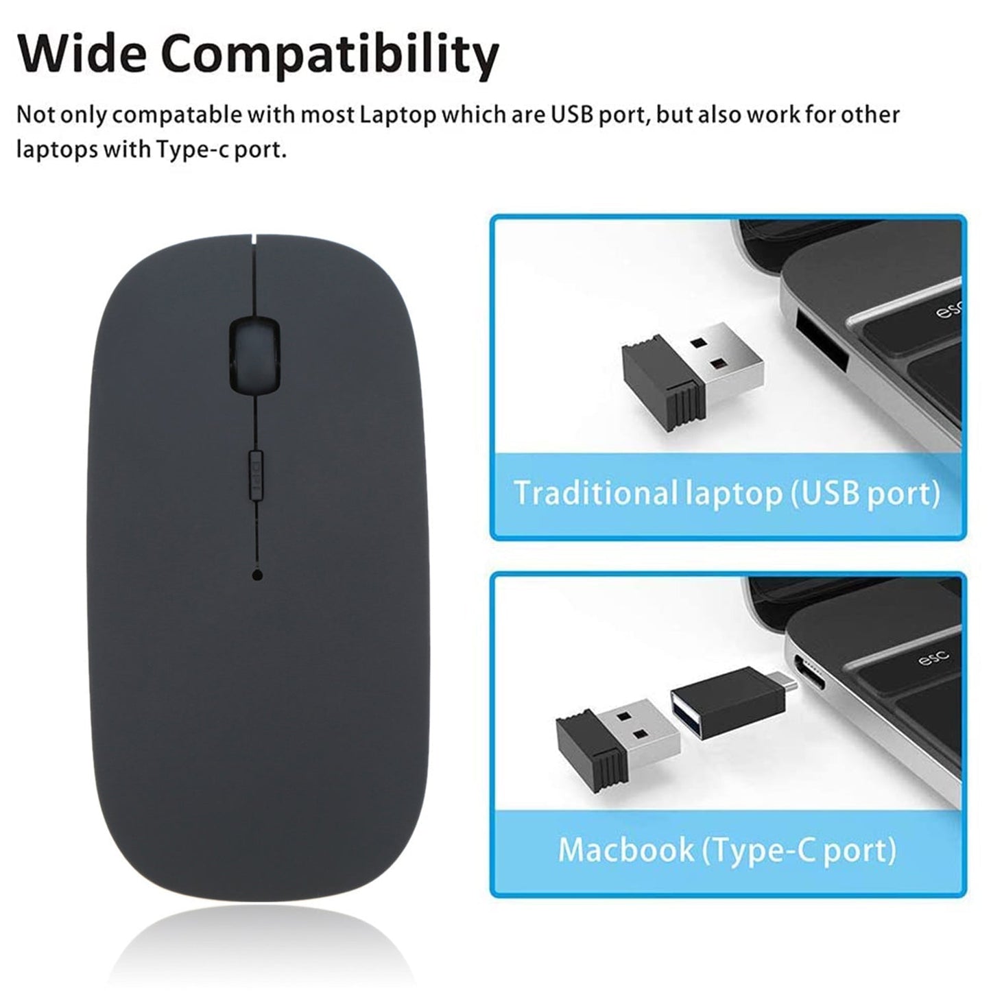Wireless Mouse – Slim Portable Optical Mouse for Laptop, PC, Mac