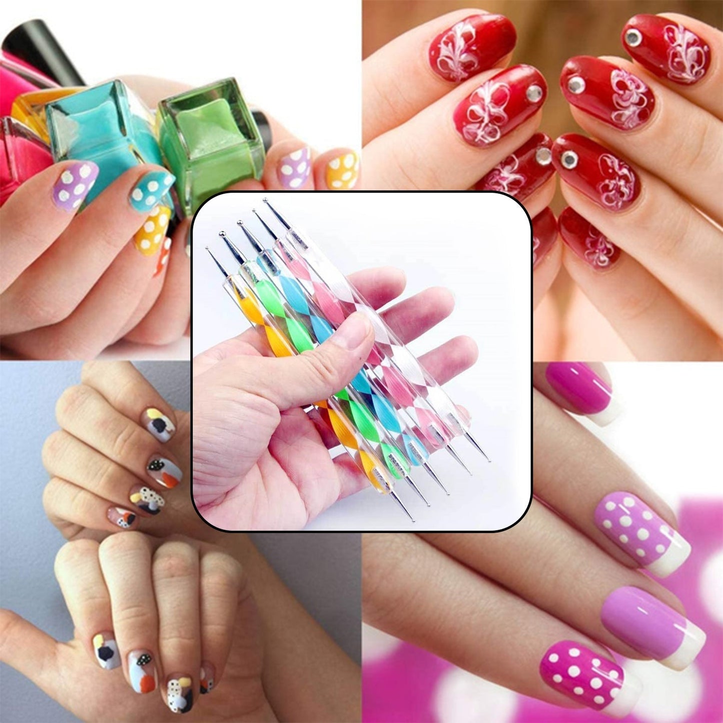 Women's Nail Art Point Pen Set for Fashion Use – Pack of 5Pcs