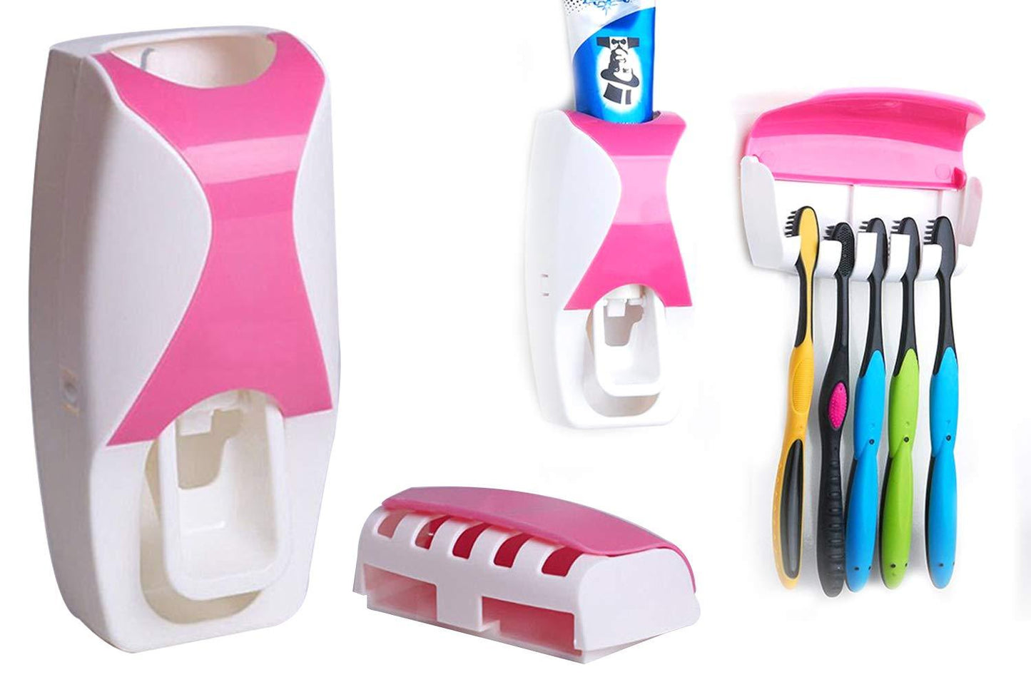 Toothpaste Dispenser & Toothbrush Holder – Holds Up to 5 Brushes