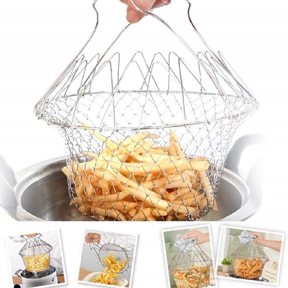 Foldable Strainer Chef Basket – 12-in-1 Kitchen Tool