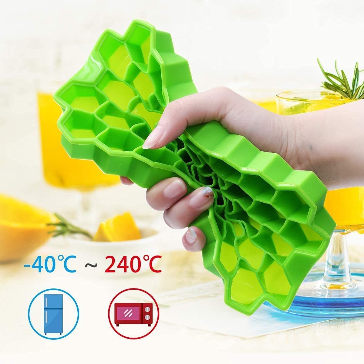 Flexible Silicone Honeycomb Ice Cube Tray – 37 Cavities