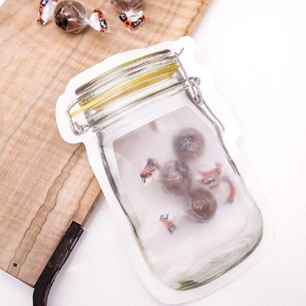 Reusable Airtight Mason Jar Zipper Storage Bag – 150ml Food Pouch (1 Pc)