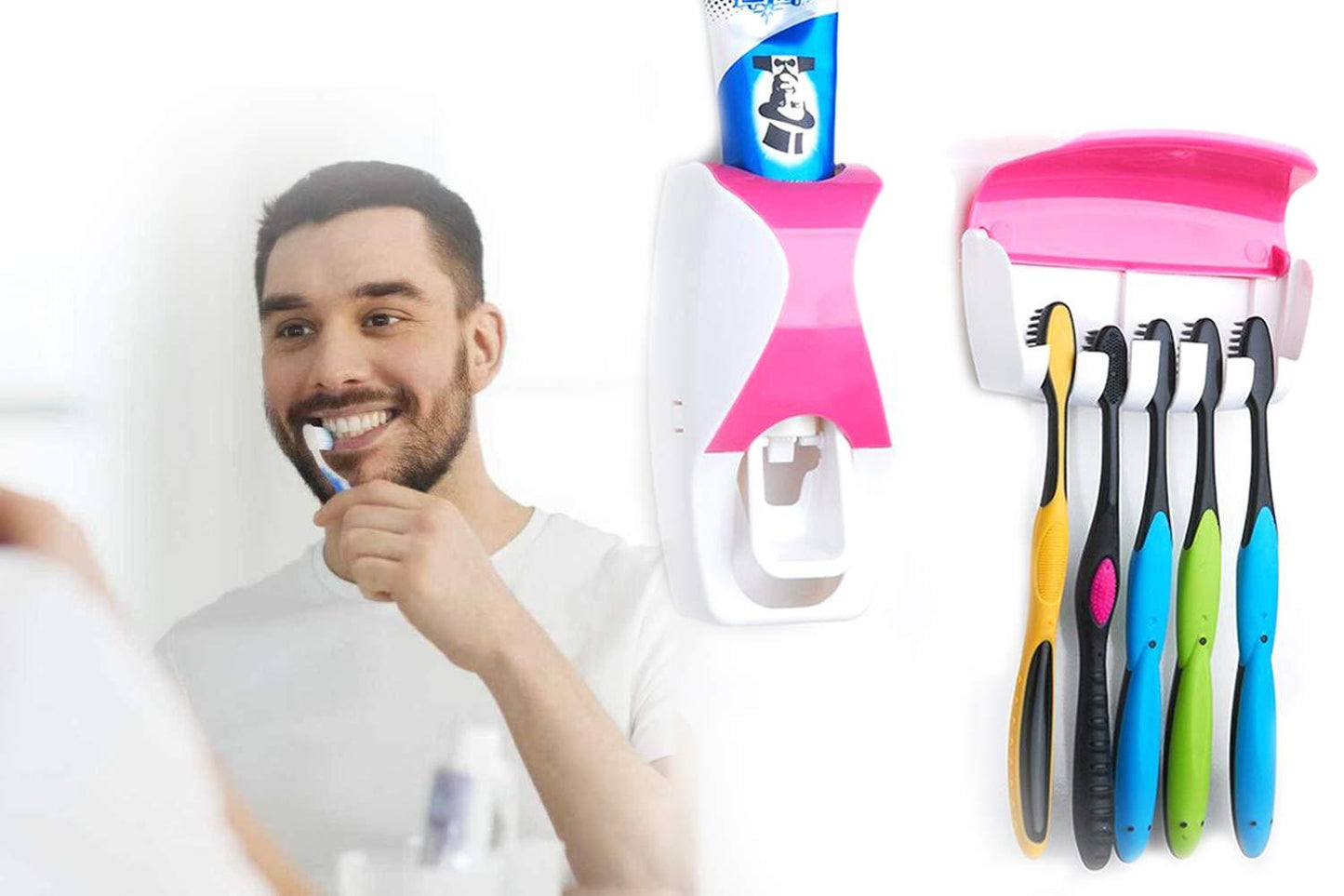 Toothpaste Dispenser & Toothbrush Holder – Holds Up to 5 Brushes