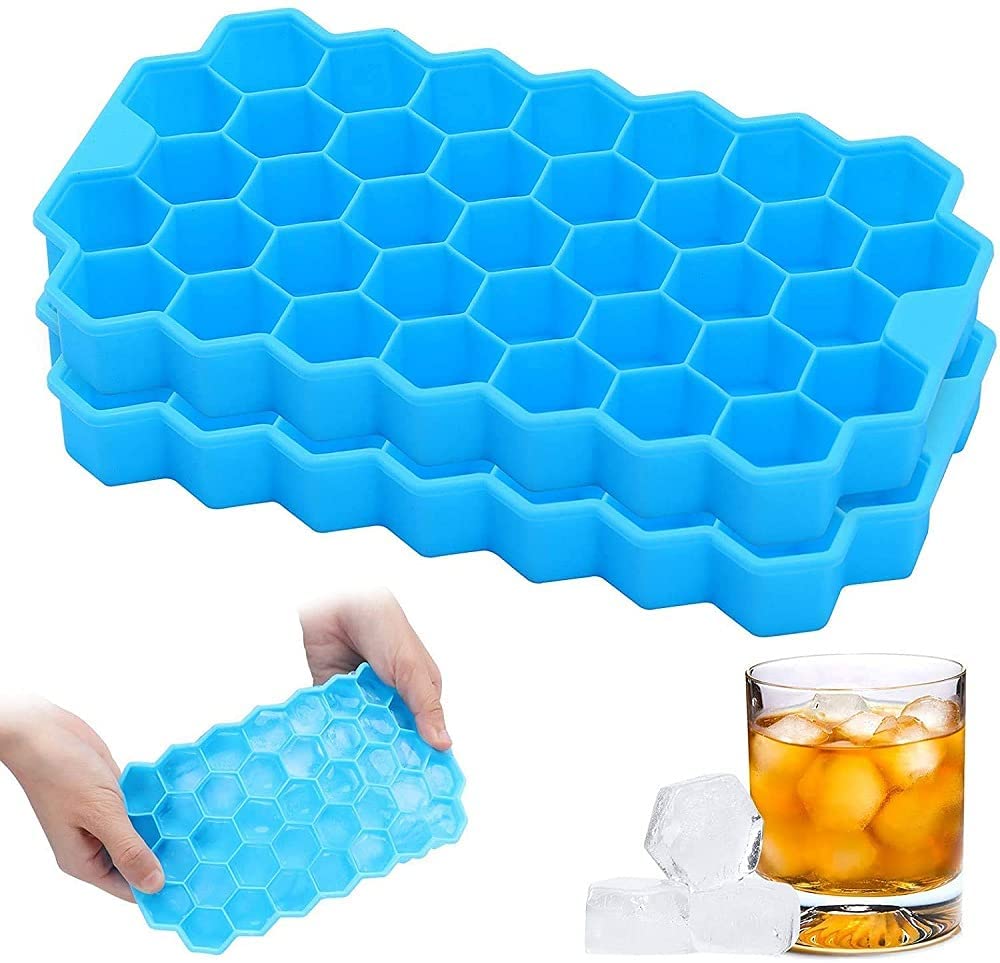 Flexible Silicone Honeycomb Ice Cube Tray – 37 Cavities