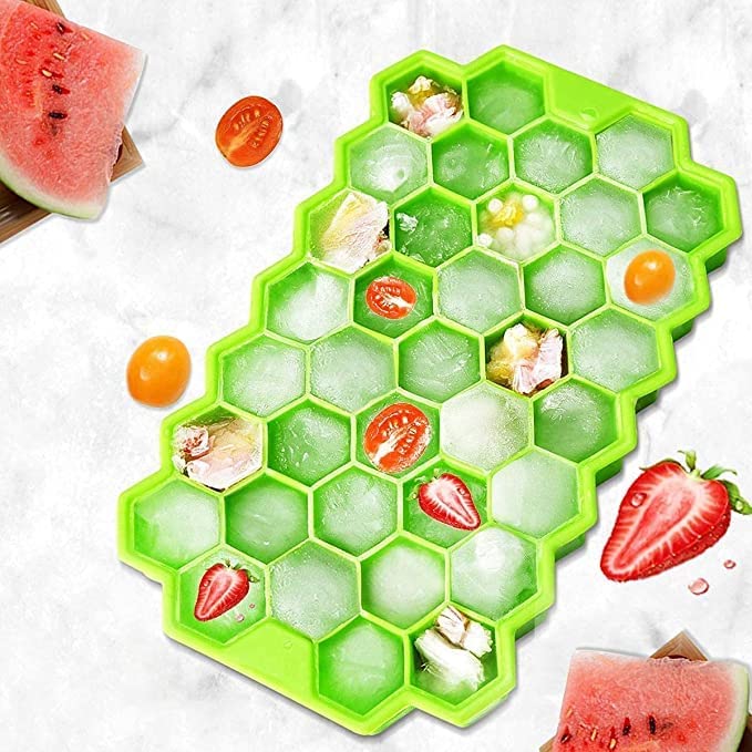 Flexible Silicone Honeycomb Ice Cube Tray – 37 Cavities