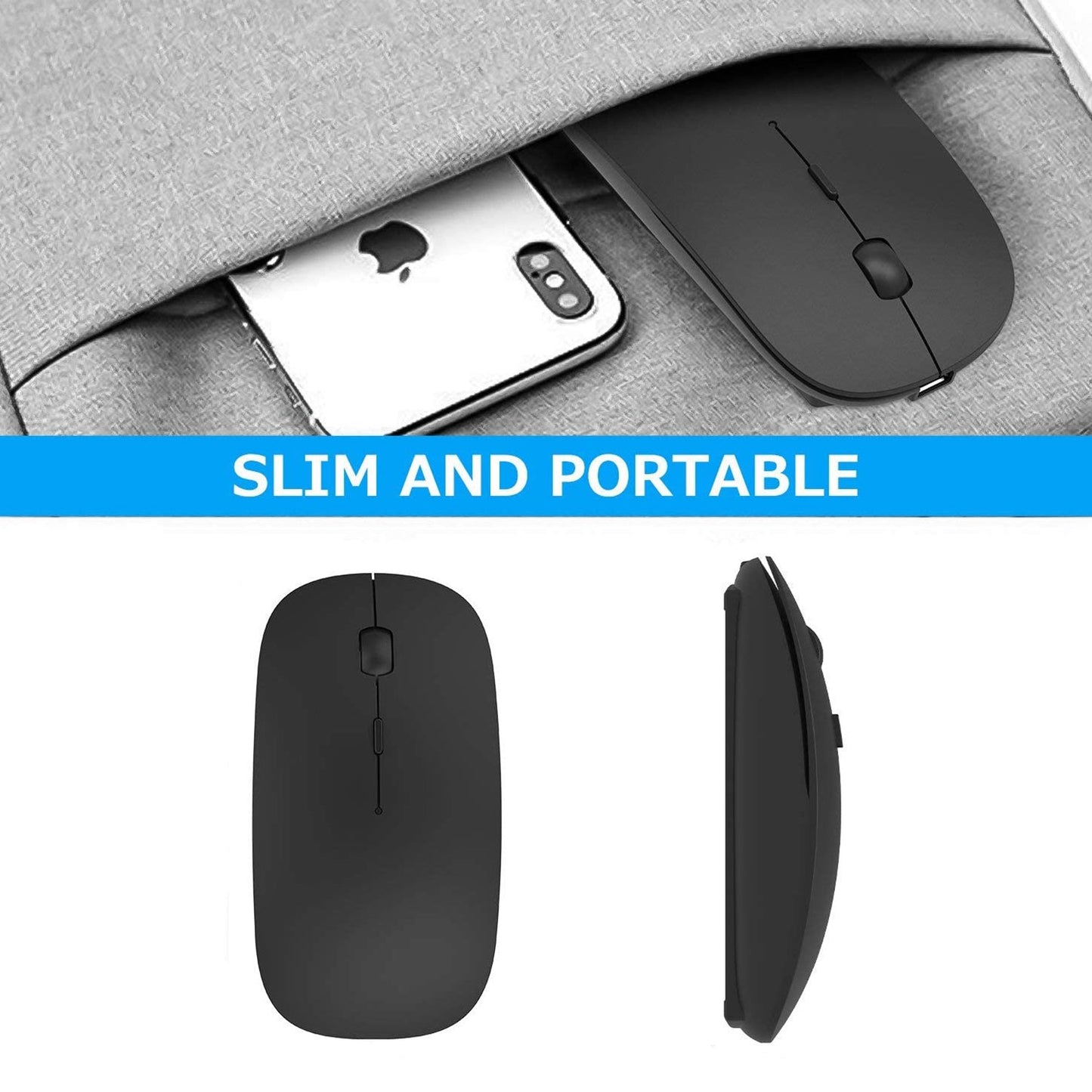 Wireless Mouse – Slim Portable Optical Mouse for Laptop, PC, Mac