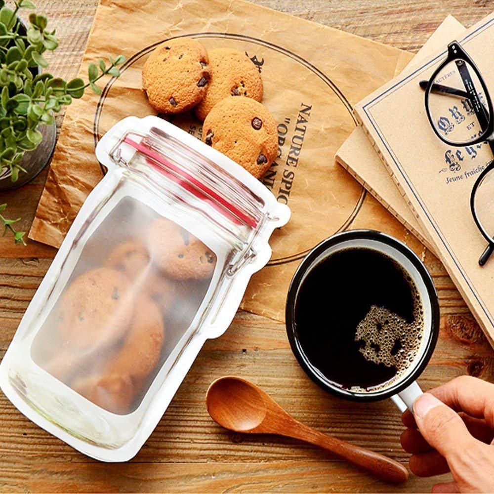 Reusable Airtight Mason Jar Zipper Food Storage Bag – 500ml