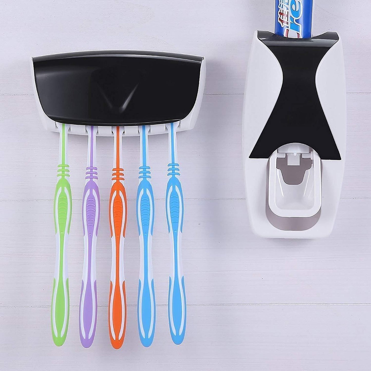 Toothpaste Dispenser & Toothbrush Holder – Holds Up to 5 Brushes