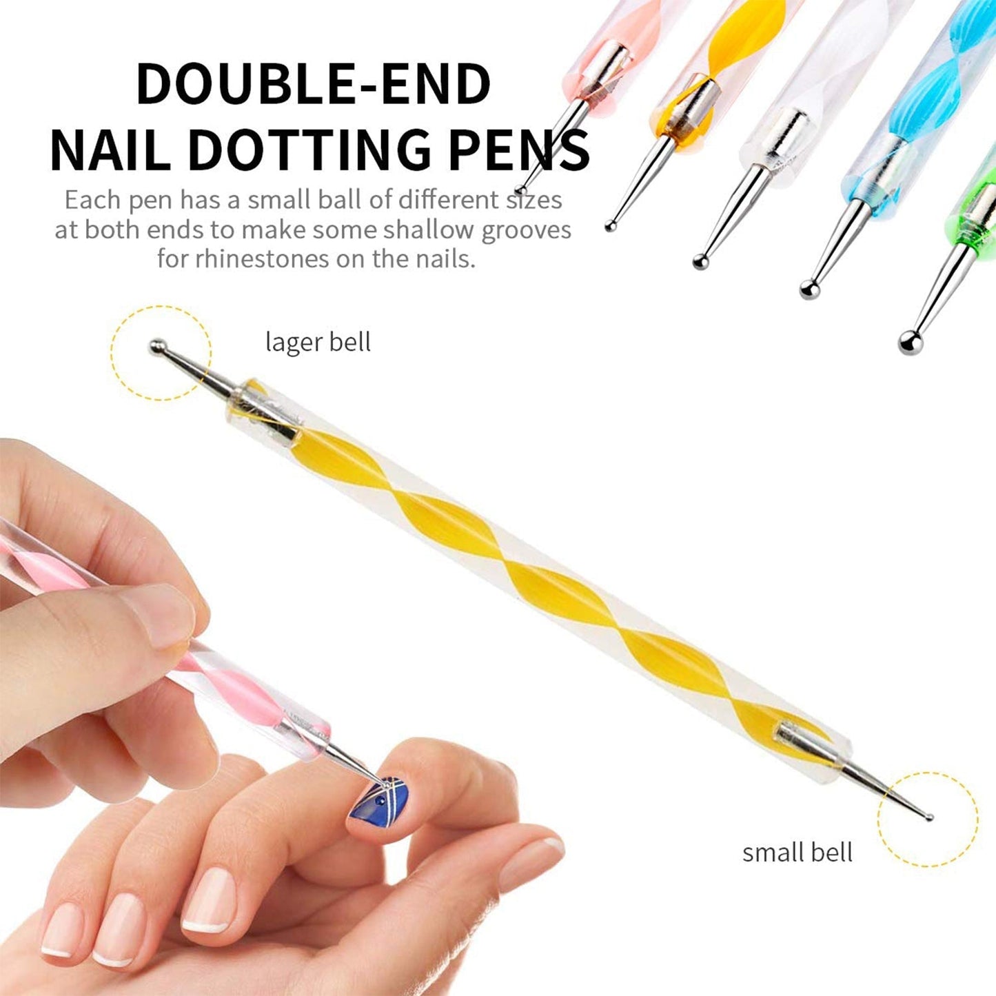 Women's Nail Art Point Pen Set for Fashion Use – Pack of 5Pcs