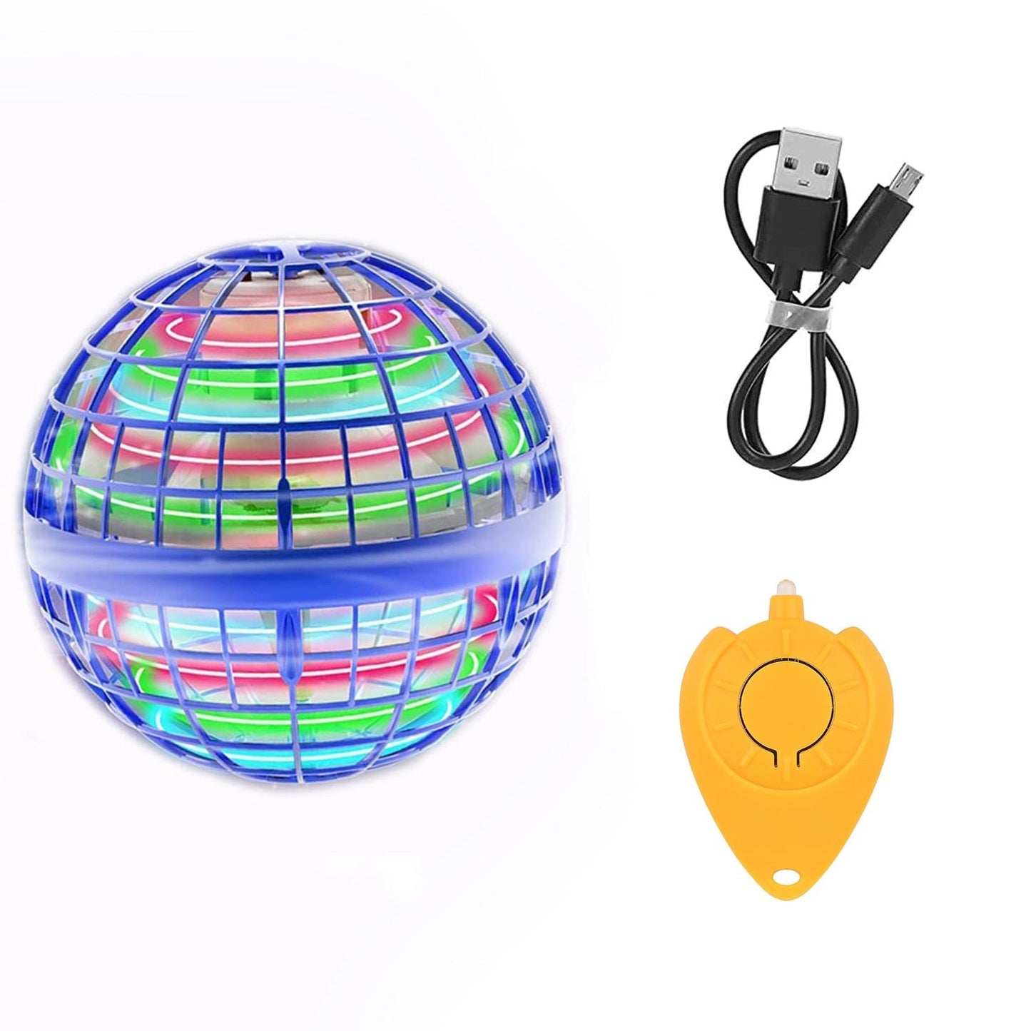 Flying Ball Toy with RGB Lights – USB Rechargeable 360° Spinner Drone Orb for Kids & Adults