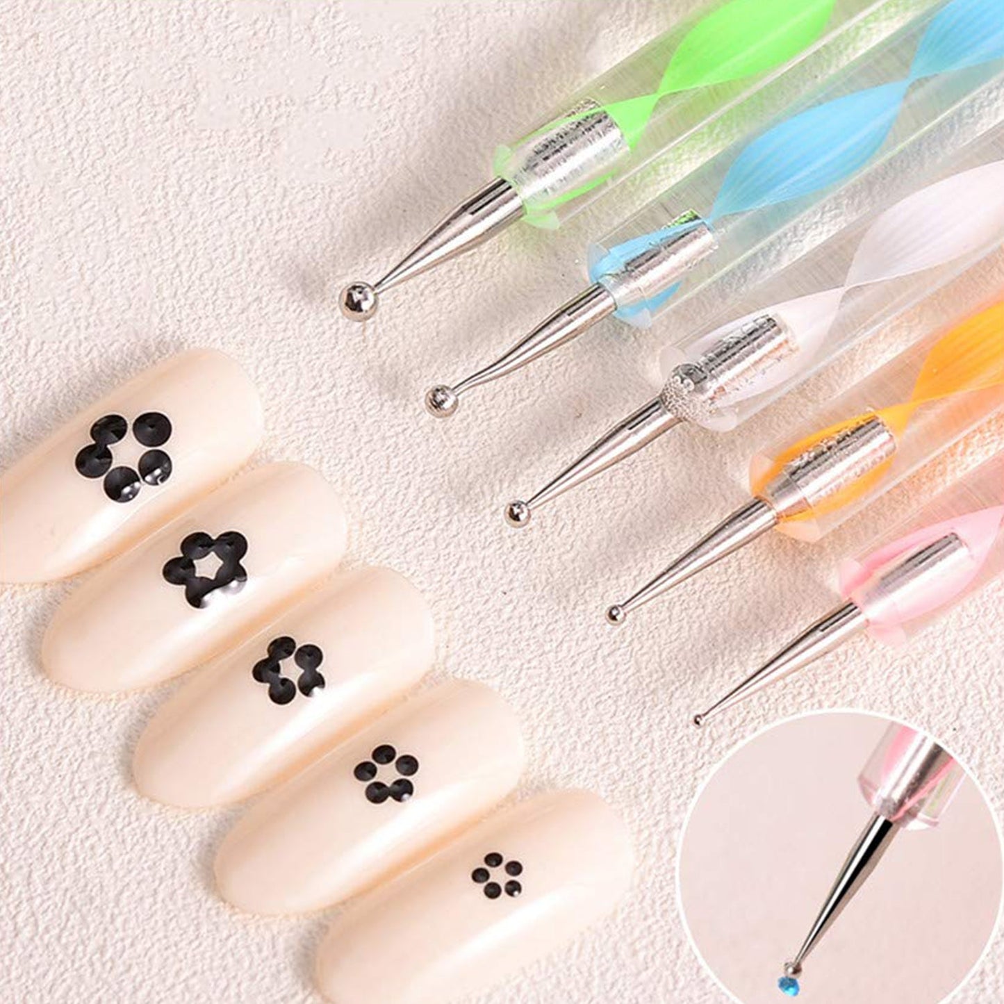 Women's Nail Art Point Pen Set for Fashion Use – Pack of 5Pcs