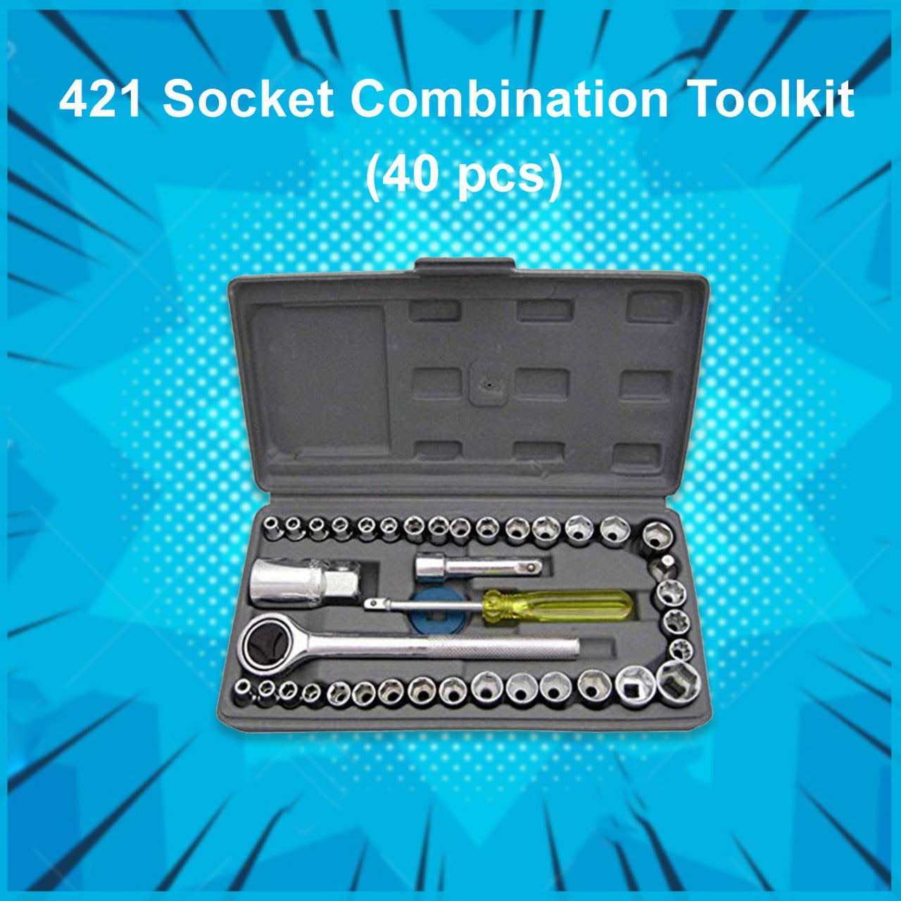 Socket Combination Toolkit – 40 Pcs Ratchet Handle & Sockets Set