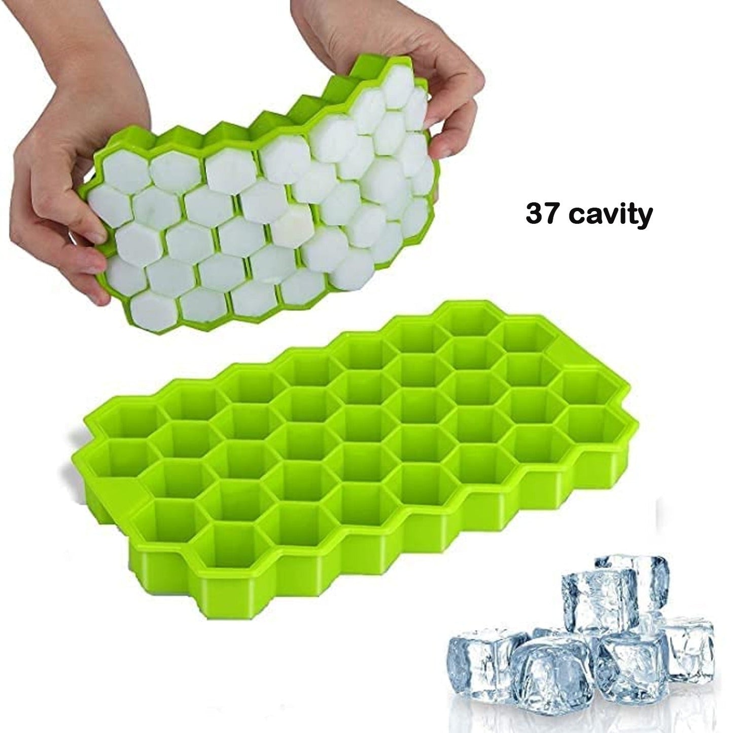 Flexible Silicone Honeycomb Ice Cube Tray – 37 Cavities