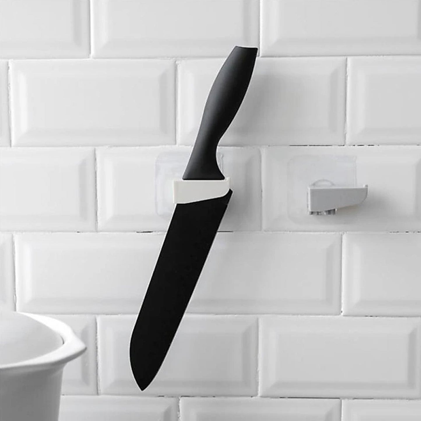 Punch-Free Wall Hanging Knife Holder – Self-Adhesive Kitchen Storage Rack (1 Pc)