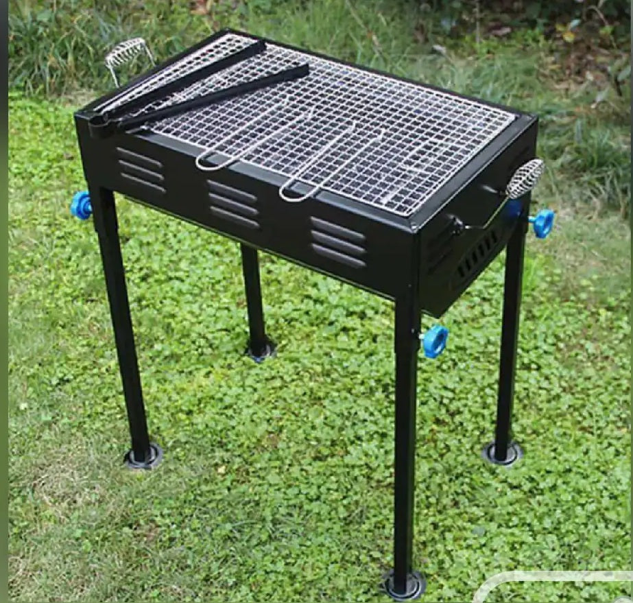 Terrace Garden Picnic Barbecue with Skewers & Wooden Handle – Foldable Charcoal Grill