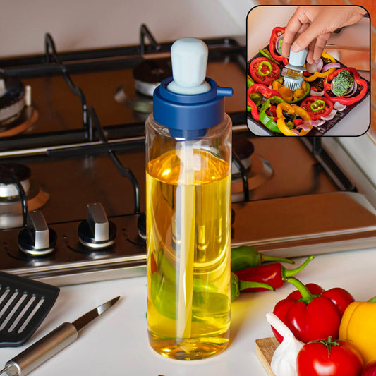 2 in 1 Transparent Oil Dispenser with Silicone Dropper & Brush – 1L