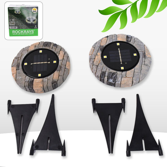 Disk Lights Slate – 2 Pc Heavy-Duty Solar Pathway Lights with 4 LEDs, Weatherproof & Auto On/Off