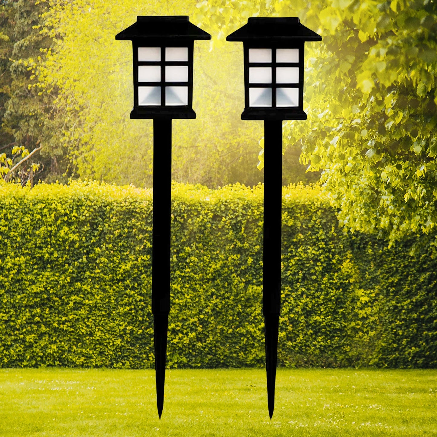 Solar Garden Lights (2 Pc Pack) – Waterproof Outdoor LED Pathway Lights for Patio, Lawn, Yard, and Landscape