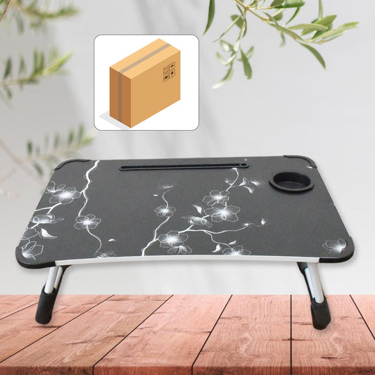 Foldable Laptop Table with Cup Holder – Portable Bed & Sofa Desk