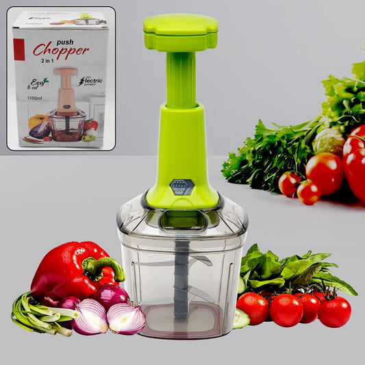 2-in-1 Push Chopper – Manual Vegetable Chopper (1100ML)