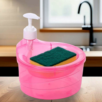Double Layer Soap Dispenser with Pump & Sponge Holder for Kitchen